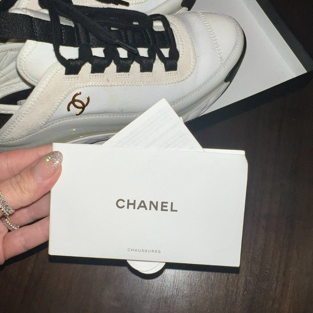 Chanel Size 37 (US 7) Velvet Calfskin Mixed Fibers Sneakers - Picture 11 of 14
